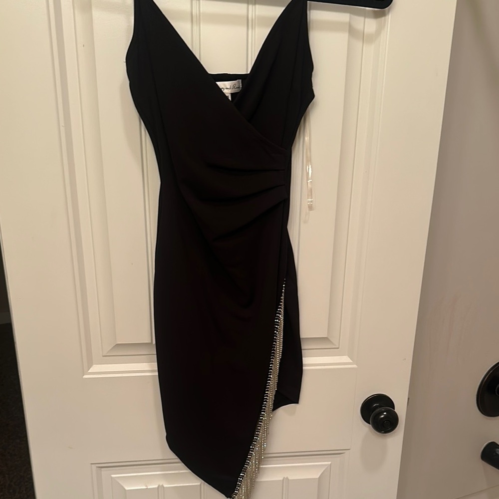Elegant Black Dress with Silver Accents